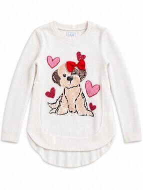 Colortree Girls Sequin Puppy Heart Sweater Size 4